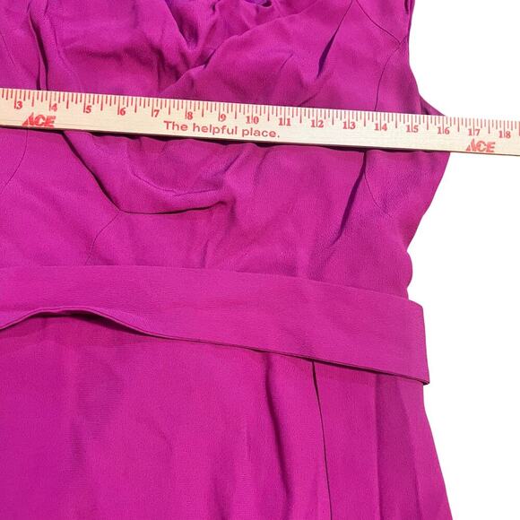 Reiss Shari Shift Dress Size US 6 Fuchsia Faux Wrap Asymetrical Sheath Belted - Picture 6 of 9